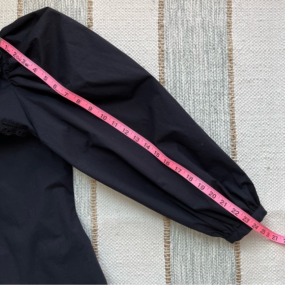 Zara Black Long Poplin Puff Sleeves Mini Dress Women’s Size XL Bloggers Favorite - Picture 10 of 12